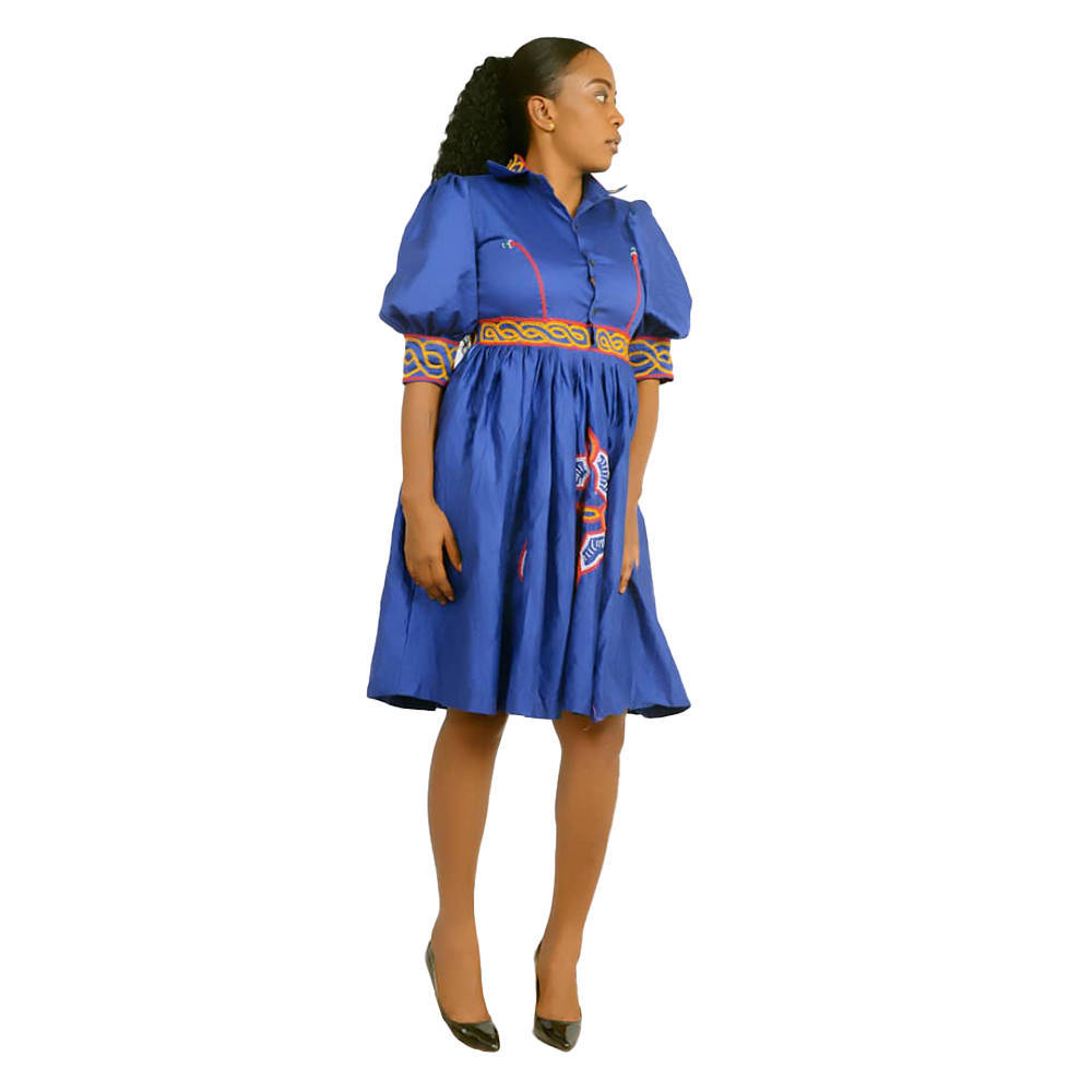 Fit and Flared Handcrafted African Atoghu Dress - Imms Fashion